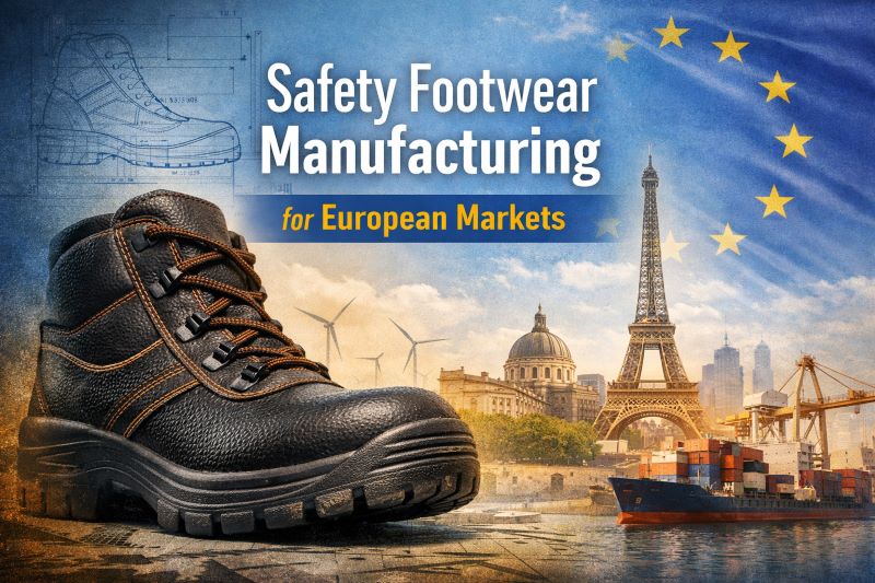 Fabricação de calçado de segurança para o mercado europeu